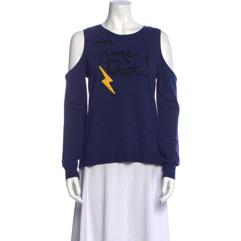 Alice + Olivia Navy and Yellow Crew Neck Sweater